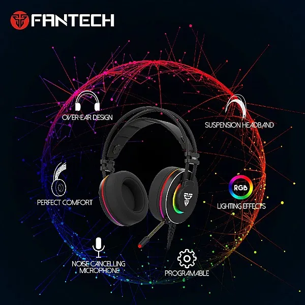 سماعات العاب محيطية اوكتين بألوان RGB بكيبل USB لألعاب الفيديو للـ PS4 و الـ PC