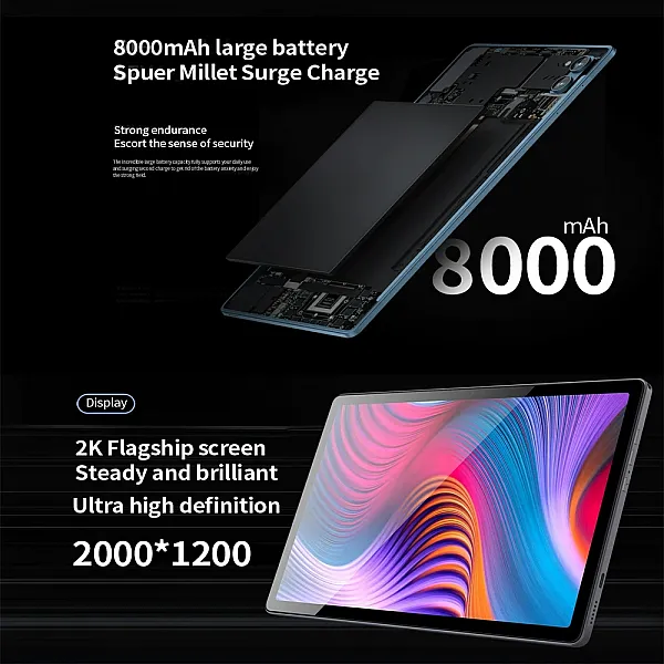 BDF P60 تابلت لوحي بحجم "10.1 انش, اندرويد 12, 8 جيجا رام, 256 جيجا ذاكرة داخلية, يدعم 4G بطارية بقوة 8000 ملي امبير