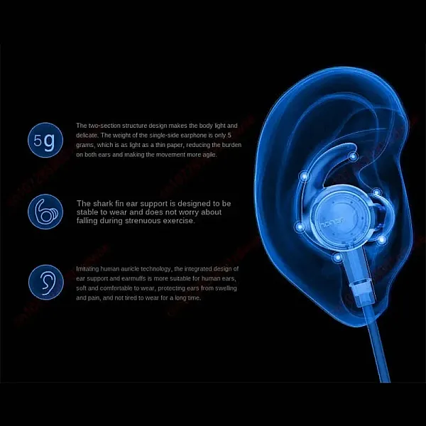 سماعة Honor XSport AM61 اللاسلكية بالبلوتوث مع ميكروفون وتصميم داخل الأذن