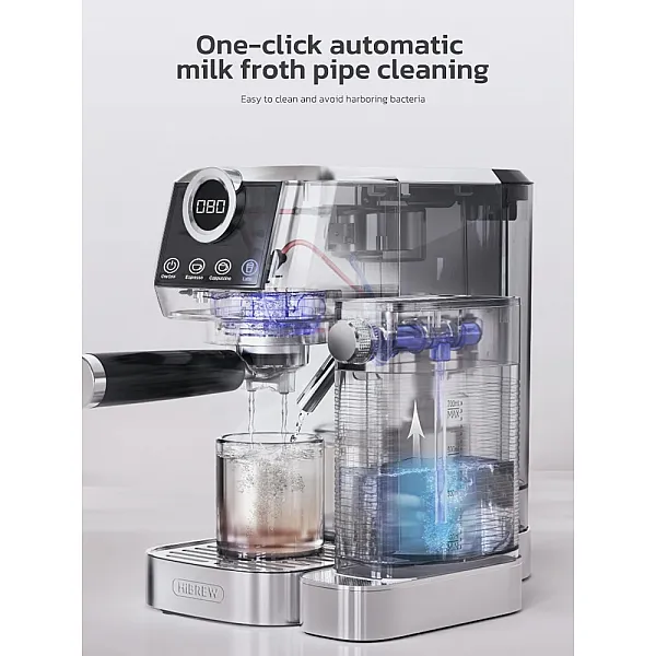 HiBREW 3 in 1 Semi Automatic Espresso Cappuccino Latte Coffee Machine Automatic Milk Froth Ground Coffee Stainless Steels H13A
