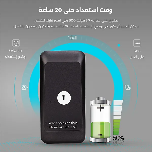 جهاز نظام استدعاء ونداء للمطاعم و ارسل اشعارات للعملاء في المطعم أو الكوفي شوب بتقنية الوايرليس يحتوي على 16 مستقبل - Retekess TD157