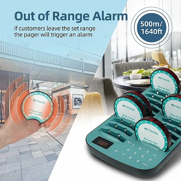 Retekess TD167A Wireless Restaurant Pager System with Buzzer and Vibration, With 20 Pagers Ideal for Food Trucks, Coffee Shops, and Hotels