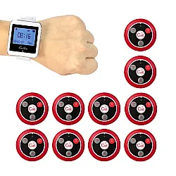 نظام استدعاء لاسلكي مكون من ساعة و 10 ازار استدعاء, مناسب للمطاعم والكوفي, العيادات موديل  RETEKESS F3288B