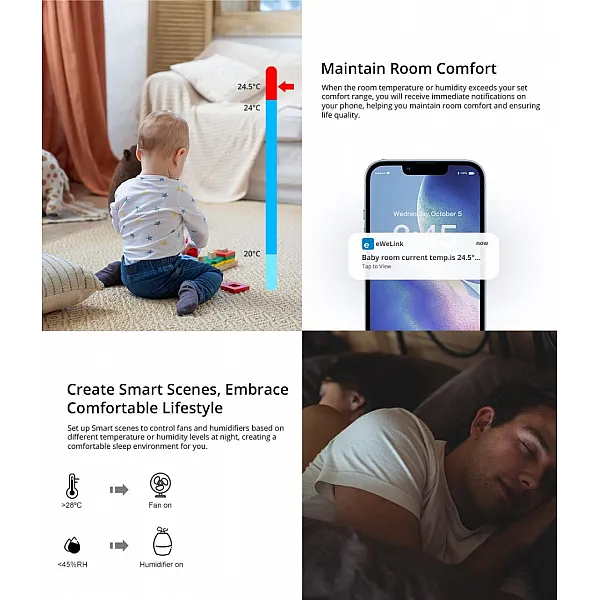 SONOFF SNZB-02P Zigbee Temperature and Humidity Sensor - Smart Home Comfort