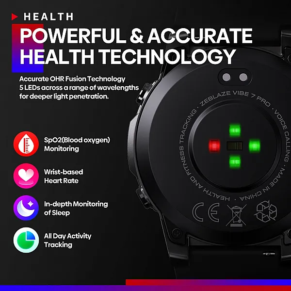 ساعة ذكية بحجم 1.43'', شاشة اومليد, تقنية صوت Hi-Fi, استقبال مكالمات من Zeblaze Vibe 7 Pro