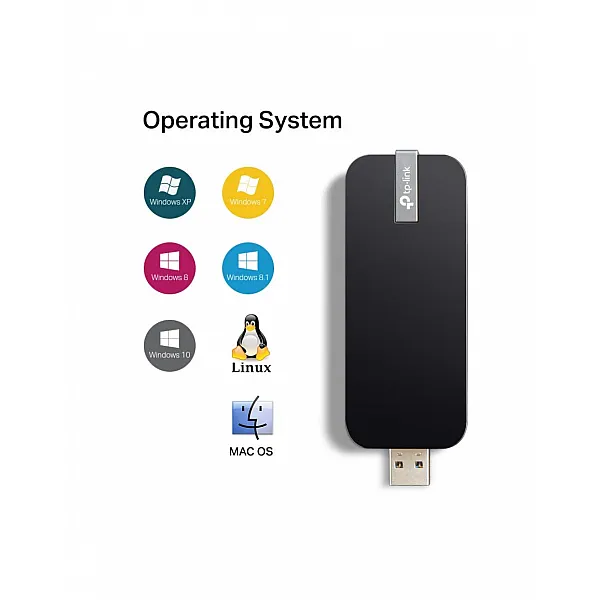 محول شبكة  WiFi USB 3.0 بسعة 1300 ميجا بت في الثانية | شبكة لاسلكية مزدوجة النطاق MU-MIMO دونغل مع هوائي مكسب مرتفع قابل للطي لجهاز الكمبيوتر | يعمل مع Windows و Mac OS (آرتشر T4U V3 من تي بي لينك