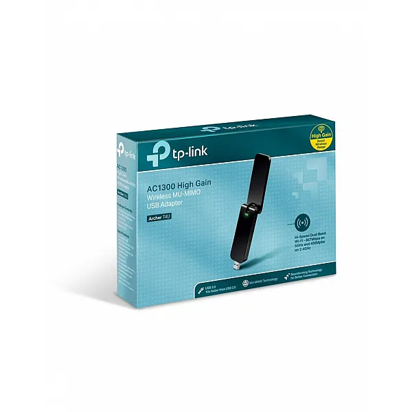 محول شبكة  WiFi USB 3.0 بسعة 1300 ميجا بت في الثانية | شبكة لاسلكية مزدوجة النطاق MU-MIMO دونغل مع هوائي مكسب مرتفع قابل للطي لجهاز الكمبيوتر | يعمل مع Windows و Mac OS (آرتشر T4U V3 من تي بي لينك