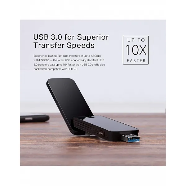 محول شبكة  WiFi USB 3.0 بسعة 1300 ميجا بت في الثانية | شبكة لاسلكية مزدوجة النطاق MU-MIMO دونغل مع هوائي مكسب مرتفع قابل للطي لجهاز الكمبيوتر | يعمل مع Windows و Mac OS (آرتشر T4U V3 من تي بي لينك