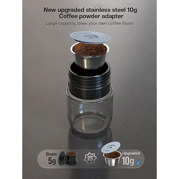 HiBREW Portable Coffee Machine for Car & Home,DC12V Expresso Coffee Maker Fit Nexpresso Dolce Pod Capsule Coffee Powder H4A