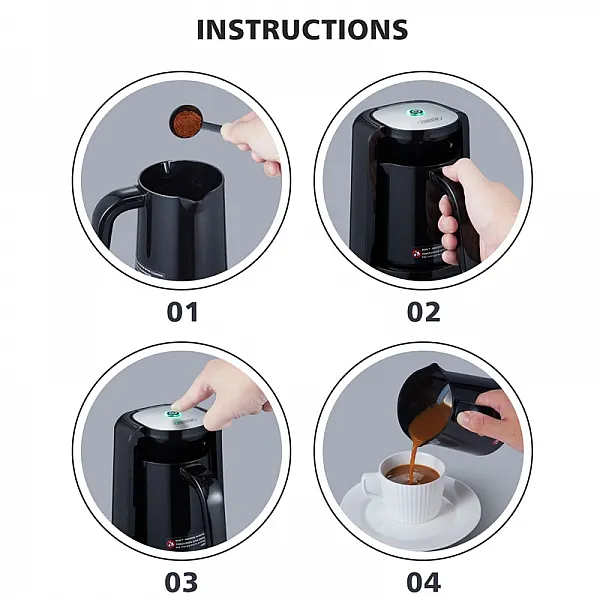 HiBREW Electric Automatic Turkish Coffee Maker, AC 220~240V, Black