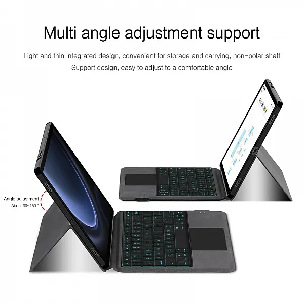كيبورد تابلت سامسونج جالكسي تاب اس S9/ Samsung Galaxy Tab S9, مقاس "10.9 انش, مع غلاف حامي حروف عربي/انجليزي لموديلات: 2023 SM-X510 X516 X516B