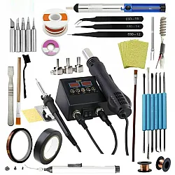 8898 Heat Gun Electric Soldering Iron Dual Digital Display Two in One Welding Station Welding Maintenance Tool Combination