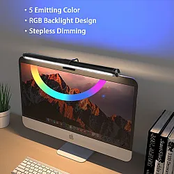 شريط اضائة فوق شاشة الكمبيوتر المكتبي بتقنية LED, متعددة الألوان RGB مع امكانية التحكم بالسطوع, بطول 44 سم