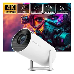 بروجكتر محمول بنظام أندرويد 11 بجودة 4K عالي الدقة, واي فاي 6 وبلوتوث 5.0, ودقة 1280*720P موديل HY300