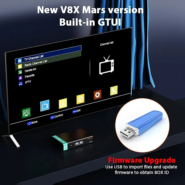 رسيفير ,جهاز استقبال الأقمار الصناعية GTMEDIA V8X بدقة HD 1080P يدعم DVB-S/S2/S2X H.265