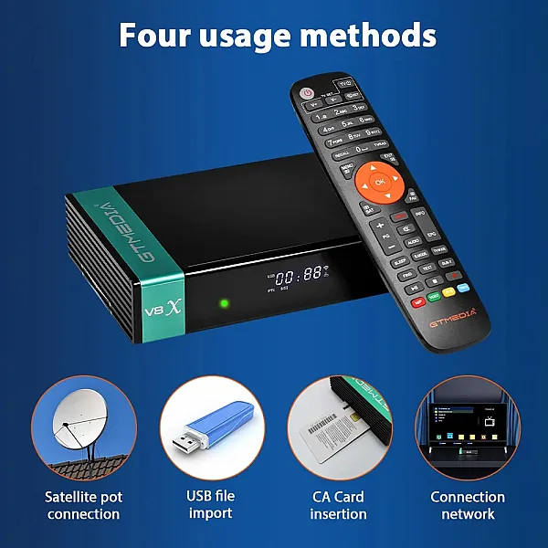 رسيفير ,جهاز استقبال الأقمار الصناعية GTMEDIA V8X بدقة HD 1080P يدعم DVB-S/S2/S2X H.265