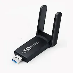 مقوي هوائي لإشارة واي فاي الإنترنت 2.4Ghz/5Ghz / 1300Mbps USB 3.0 مناسبة لإجهزة الكمبيوتر, الشاشات, البروجكتر وغيرها
