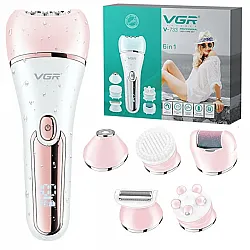6-in-1 Women's Electric Hair Removal Machine for comprehensive body care, rechargeable and waterproof with LED displays and dual motor speeds