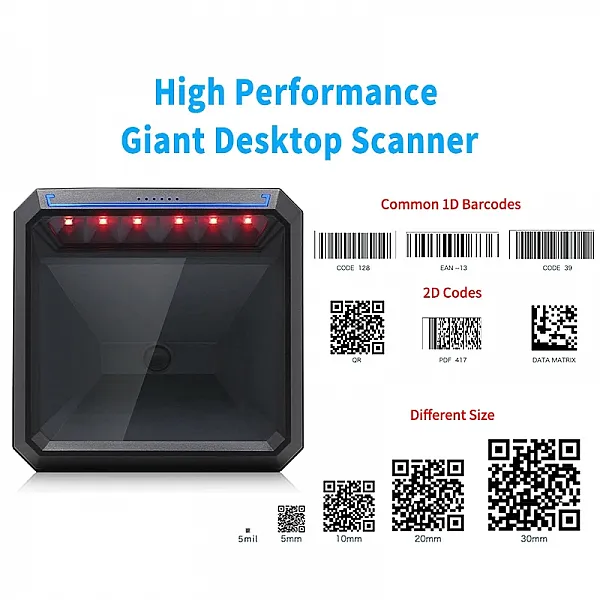 ماسح باركود متعدد الاتجاهات MP7000 - يدعم باركودات 1D و2D بما فيها QR وData Matrix، سرعة مسح عالية، مقاوم للماء والغبار