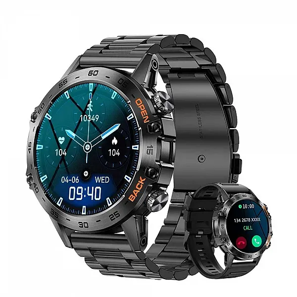MELANDA Steel 1.39" Bluetooth Call Smartwatch Men's Sports Fitness Tracker Watches IP67 Waterproof Smartwatch for Android iOS K52