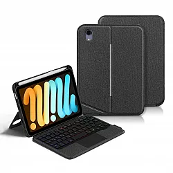 كيبورد لاسلكي لجهاز iPad mini 7 (A17 Pro) بحجم 8.3 إنش - لوحة لمس وإضاءة خلفية مع حامل قلم ( حروف عربية / انجليزية )